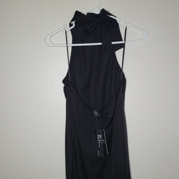 Lioness Halter Dress Linen Black Small GIZA Maxi Side Zipper Vaca Travel Resort - Picture 3 of 14